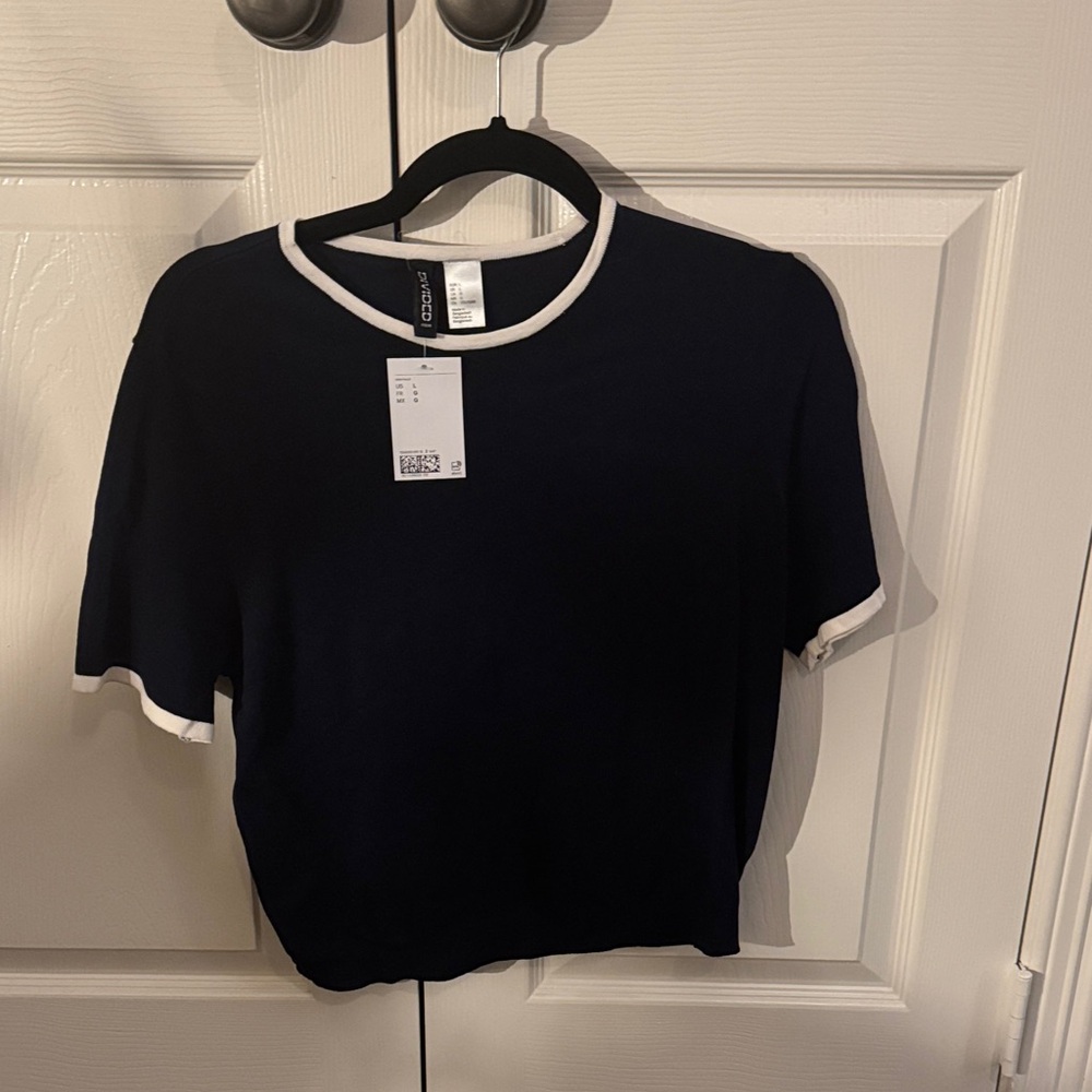 H&M Dark Blue Tee with White Edges